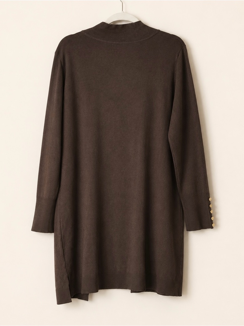 JM‎ Collection Brown Open Front Cardigan Sweater XL Gold Button Sleeve NWT - Picture 4 of 7